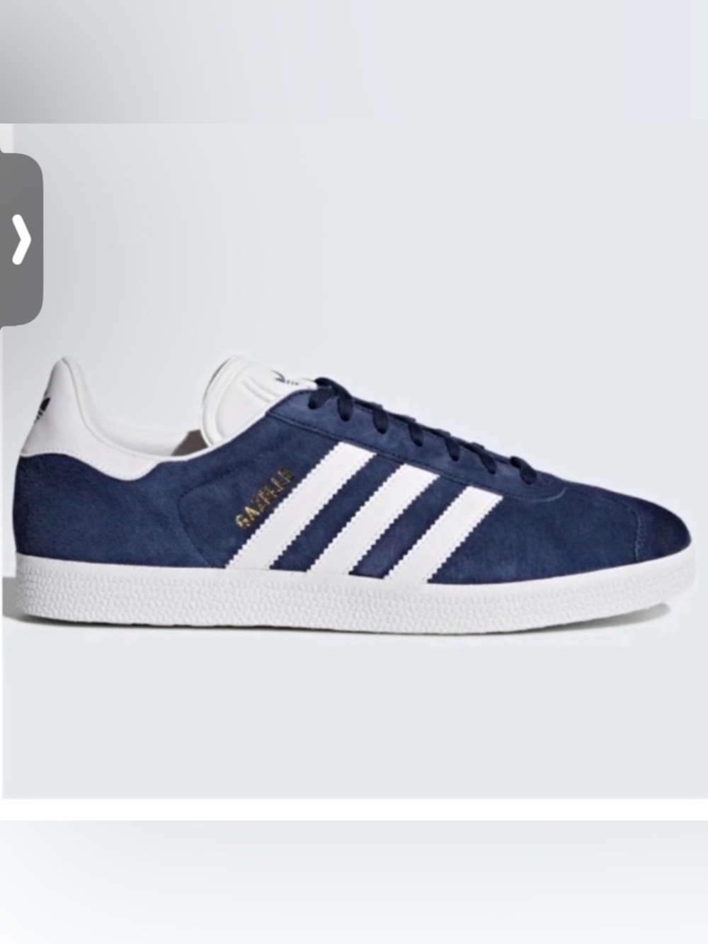 adidas Gazelle Collegiate Navy White Suede Preppy Sneakers big kids 5.5 = W’s 7